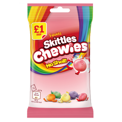 Skittles Chewies No Shell! 125G - Case Of 12 - UK