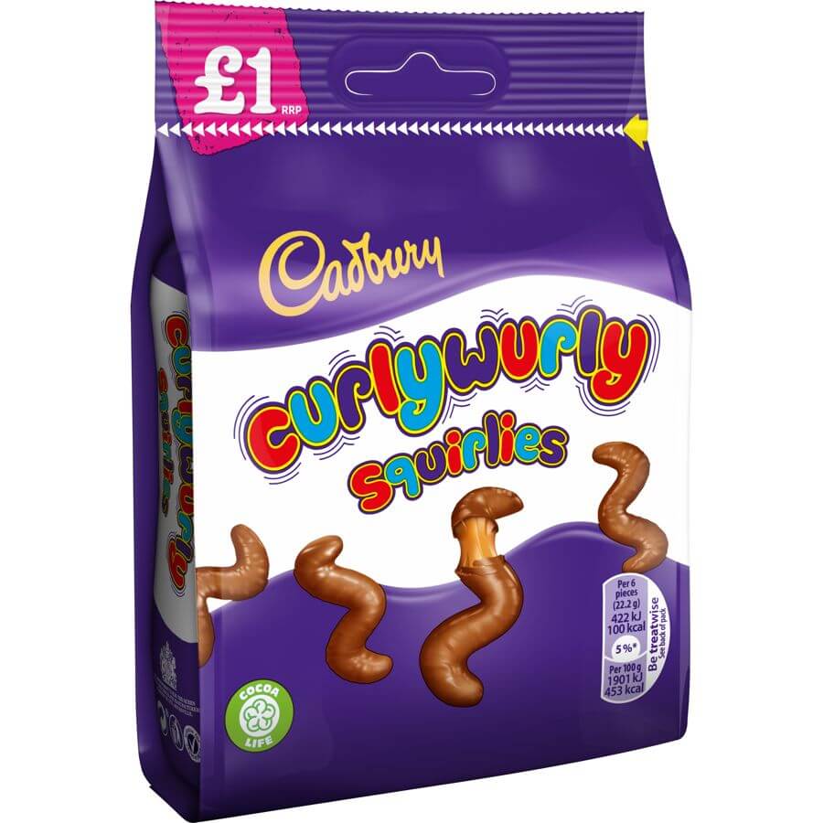 Cadbury Curly Wurly Squirlies Bag 85g - Case of 10 - UK