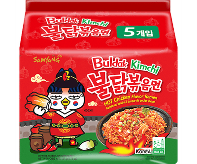 Samyang Buldak Kimchi Hot Chicken Ramen Soup 5 Pack - Korea (Case of 8)