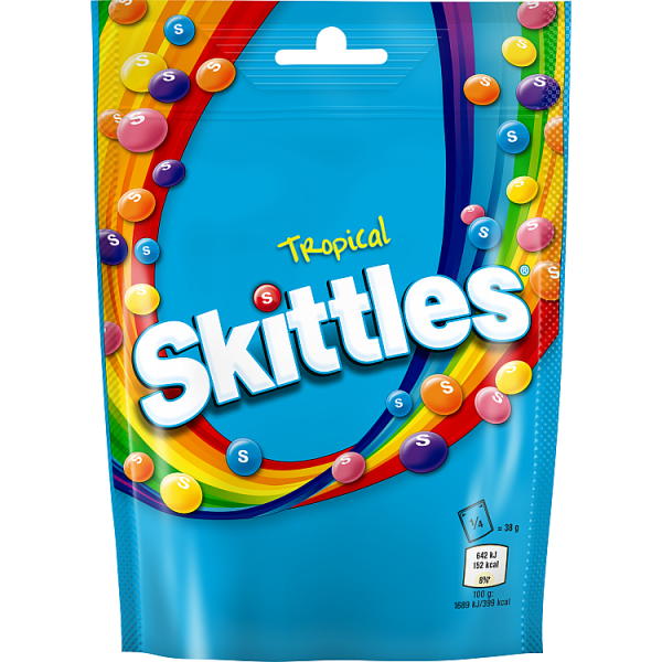 Skittles Tropical Pouch 136G - Case Of 15 - UK