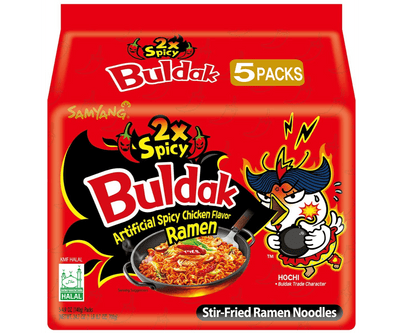 Samyang Buldak Spicy 2x Hot Chicken Ramen Soup 5 Pack - Korea (Case of 8)