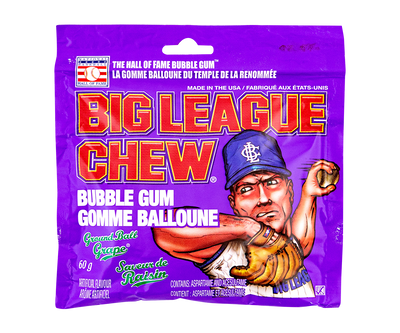 Big League Chew Bubble Gum Ground Ball Grape (Case of 12)