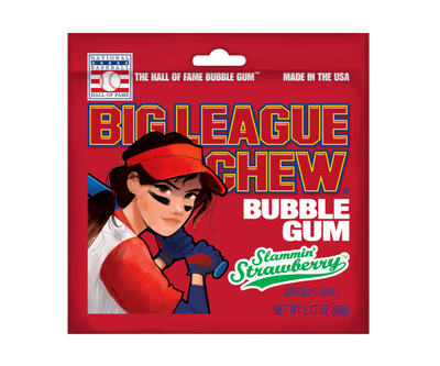 Big League Chew Bubble Gum Slammin' Strawberry (Case of 12)