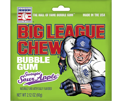 Big League Chew Bubble Gum Swingin Sour Apple (Case of 12)