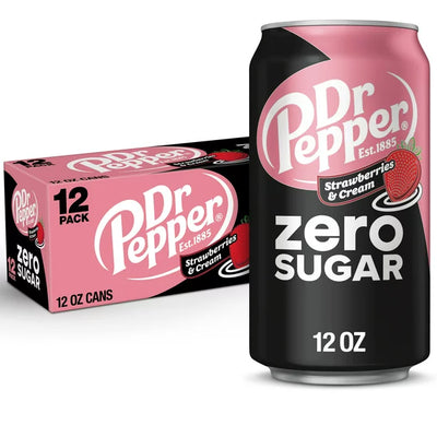 Dr Pepper Strawberries and Cream Zero Sugar - Case of 12