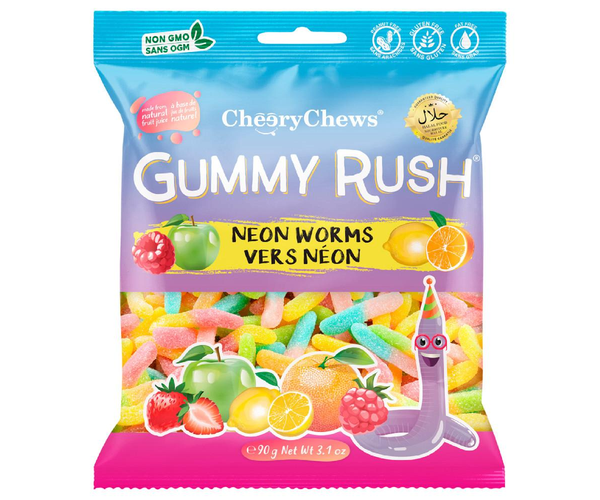 Gummy Rush Neon Worms (Case of 12)