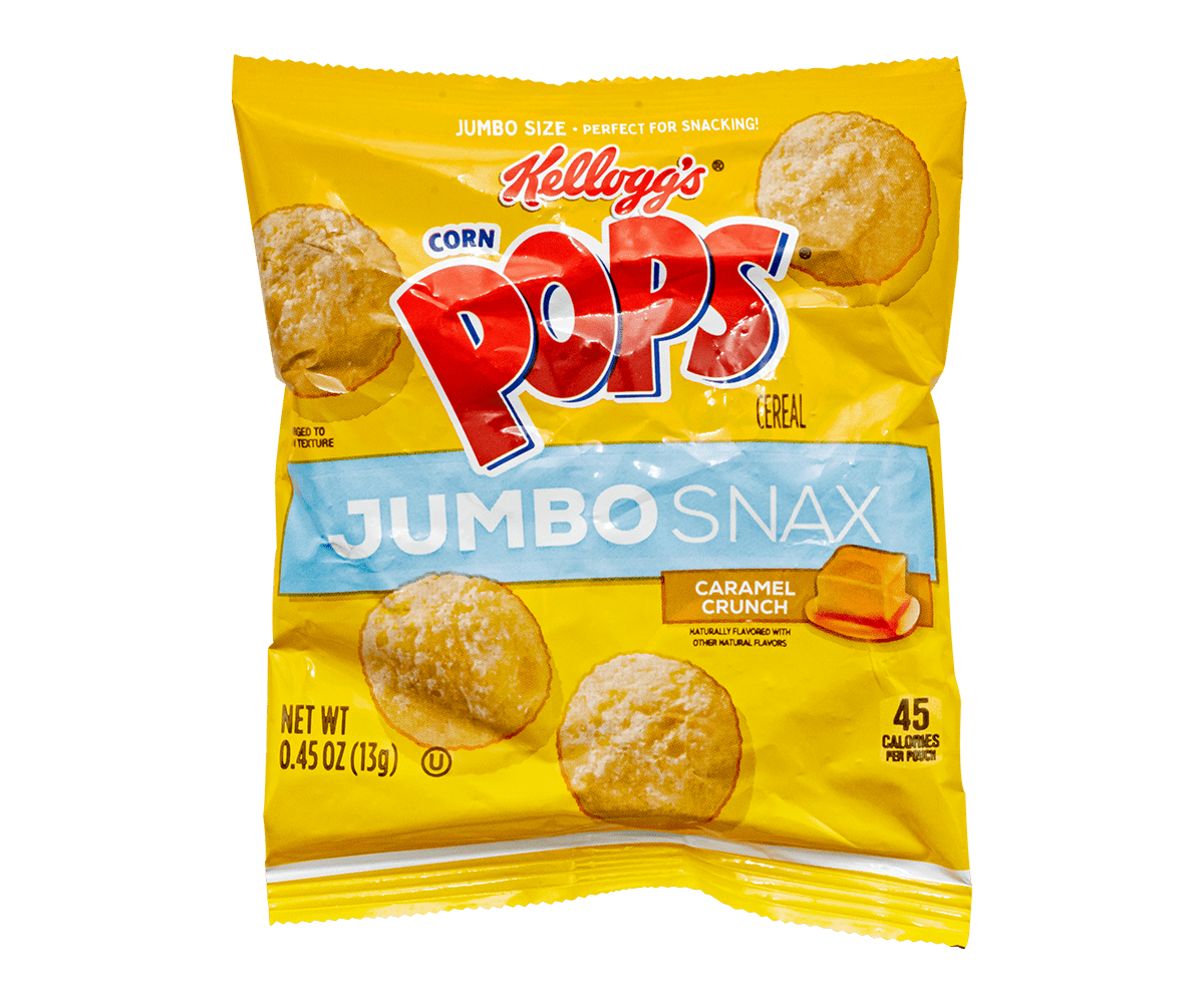 Kellogg's Corn Pops Cereal Jumbo Snax Caramel Crunch Pouch Stockup Market