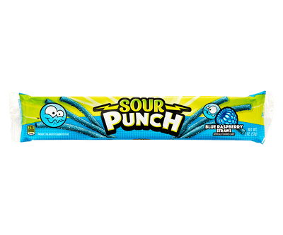 Sour Punch Blue Raspberry Straws Candy (Case of 24)
