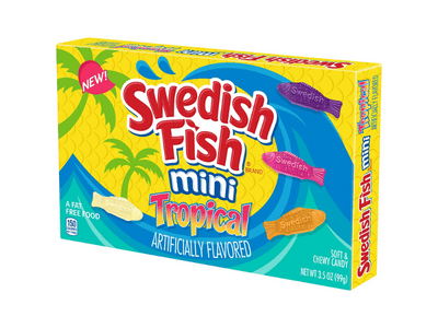 Swedish Fish Mini Tropical Flavors Theater Box 99g (Case of 12)