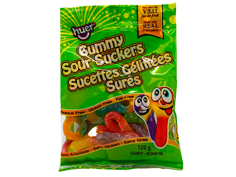 Huer Gummy Sour Suckers 120g (Case of 24)