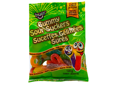 Huer Gummy Sour Suckers 120g (Case of 12)