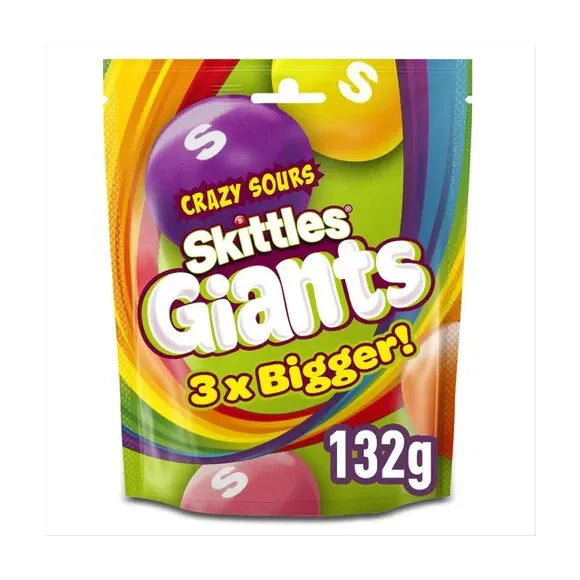 Skittles Giants Crazy Sours 132g - Case of 15 (UK)