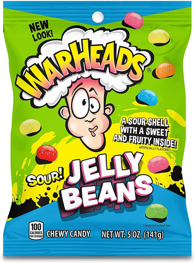 Warheads Sour Jelly Beans Peg Bag 142g - Case of 12