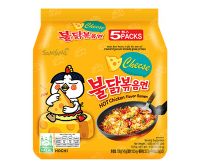 Samyang Hot Chicken CHEESE Ramen Soup 5 Pack - Korea (Case of 8)