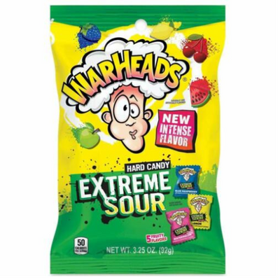 Warheads Extreme Sour Candy 92g Peg Bag (Case of 12)