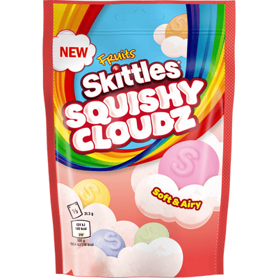 Skittles Squishy Cloudz Fruits Pouch 94G - Case Of 18 - UK